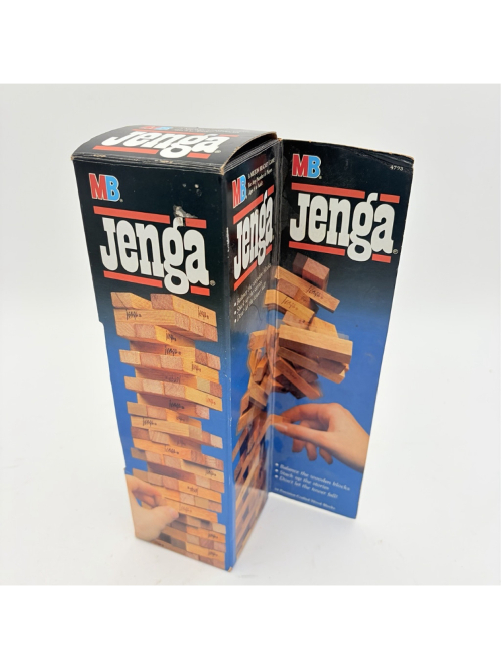 Vtg Original 1986 JENGA 4793 MB Game Wood Blocks Complete USA